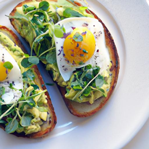 Wholesome Creamy⁢ Avocado Egg toast Topped‌ with⁤ Microgreens