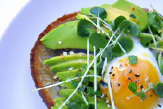 Wholesome Creamy Avocado Egg Toast Topped with Microgreens