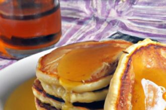 Golden Cornmeal Pancakes Drizzled with Sweet Maple Syrup