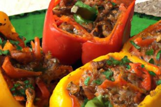Hearty Stuffed Bell Peppers with Ground Beef & Cheese Delight