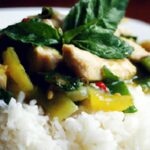 Savor Thai Basil Chicken with Fragrant Jasmine Rice Delight