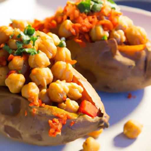 Hearty Stuffed Sweet Potatoes with Savory Chickpeas Delight